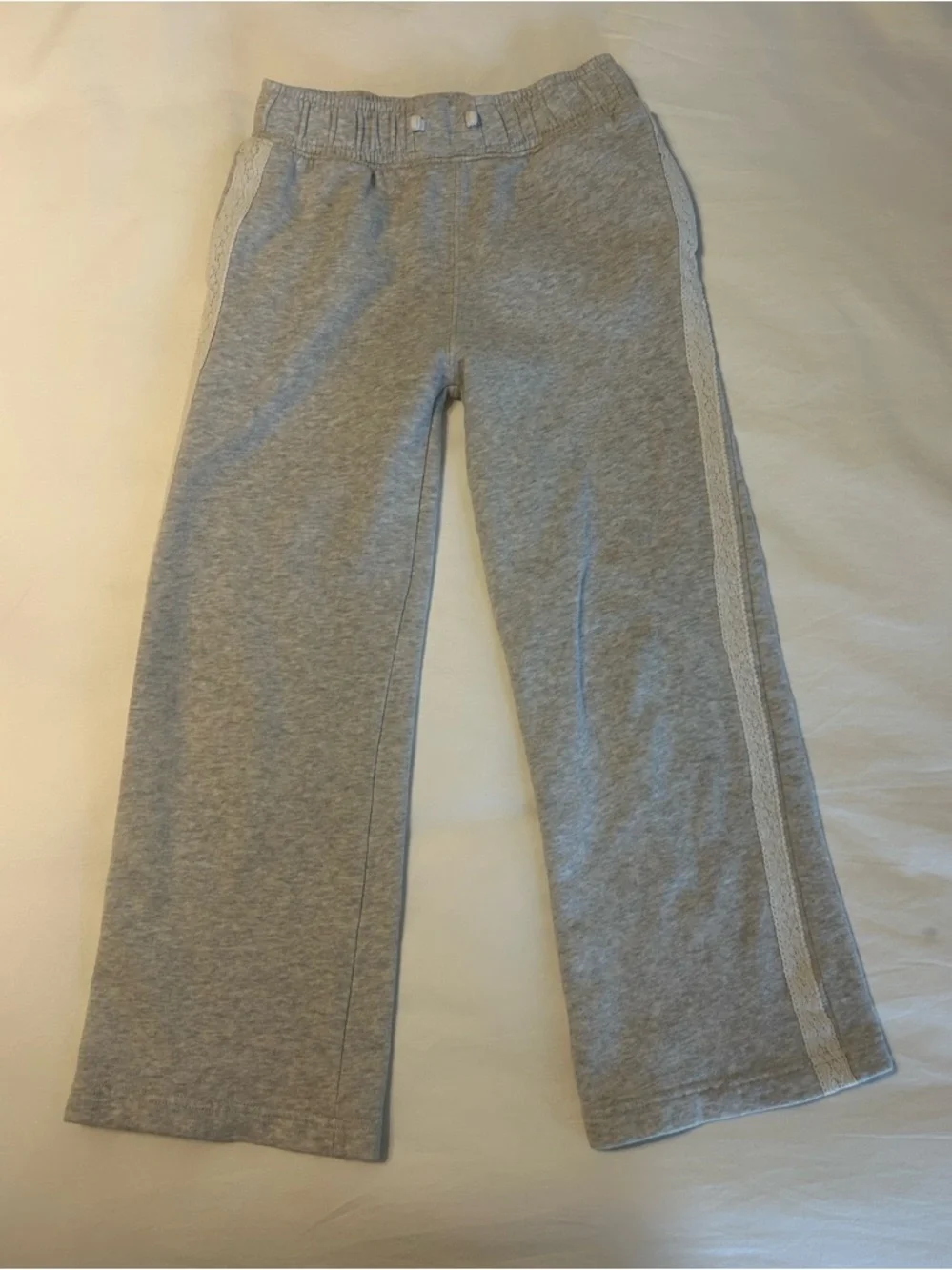 Abercrombie + Fitch Lace Trim Wide Leg Sweatpants Grey Girls size 11-12